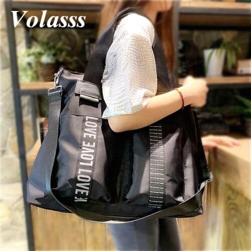 Volasss Fashion Totes For Women Nylon Travel Bag Large Capacity Girls Shoulder Bags Female Sport Outdoor Black Handbags New 2021