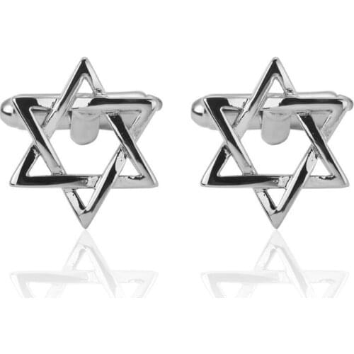 HYX Jewelry suqare silvery star Brand Cuff Buttons French Shirt Cufflinks For Mens Fashion Cuff Links