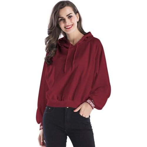 2018 Pure Color Back Letter Print Caps Collar Splicing Women Hoodie Long Sleeves Fashion Casual Three Colors Keep Warm Hoodie