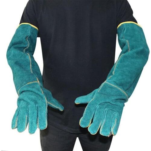 1 Pair Protective Leather Reptile Handling Gloves Extra Long Bite Proof Wild Animal Glove