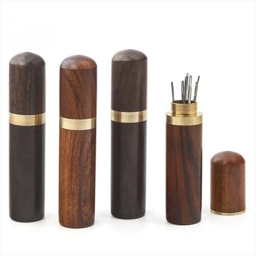 1pc Sewing needle storage cylinder wooden Sewing Pin Organizer Holder Container Embroidery Mending Needles Box tailor DIY Tools