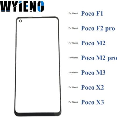 Wyieno Black Digitizer LCD Sensor Glass For Xiaomi Poco F1 F2 M2 M3 M2 pro X2 X3 Touch Screen Glass lens Panel 10pcs/lot