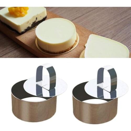 2 Pcs Stainless Steel Dessert Mousse Mold Food Tower Presentation Cooking Ring Cake Cutters with Pusher Round A50
