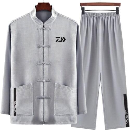 2019 Spring Autumn Linen Fishing Suit Breathable DAWA Long Sleeve Leisurely Fishing Jacket Pants Anti-UV Fishing Clothes Trouser