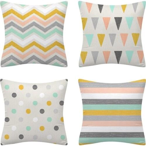 4 PCS Print Pillow Cover Home Flax Pillowcase Cushion Cushion Decorative Cushions for Sofa Seat Covers Throw Pillow Case