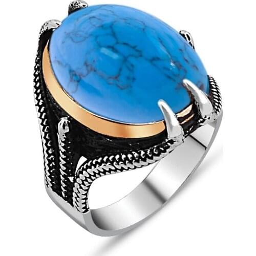 925 sterling Silver Clawed Turquoise Gemstone Ring