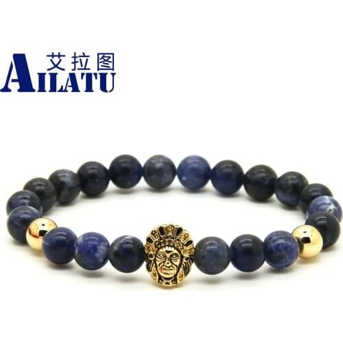 Ailatu 8mm Natural Blue Veins Stone Aboriginal Indigenous People Cz Bracelet Powerful Jewelry Pulseira Hombres
