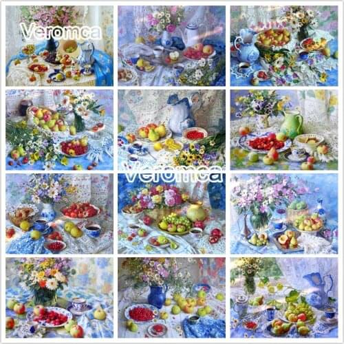 5D Diy Diamond Painting Kitchen Fruit Afternoon Tea Cross Stitch Kit Full Diamond Embroidery Daisy Flower Mosaic Home Decor