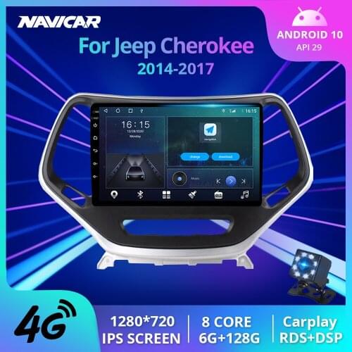 2 Din Android 10.0 Car Radio ForJeep Cherokee 2014-2017 GPS Navigation Auto Radio Car Receiver DSP Bluetooth Player Carplay IGO