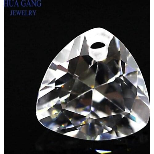 Single Hole AAAAA Trillion Shape White Cubic Zirconia Stone For Jewerly Making Size 4x4~12x12 High Quality CZ Stone Beads