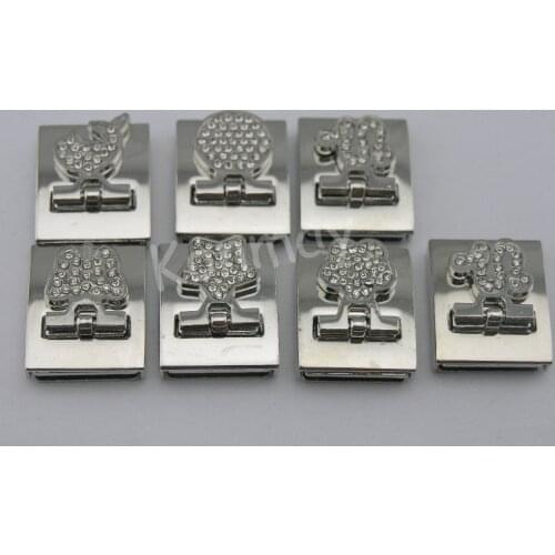 7 Kinds Of 5 Sets 18.0X2.3mm Shiny Rhodium Magnetic Lock Clasp With Crytstal Beads L&N Free for Leather Bracelet Making-CLP1156