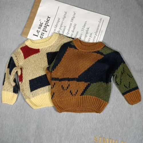 BOBOZONE geometry sweaters for kids boys girls autumn winter