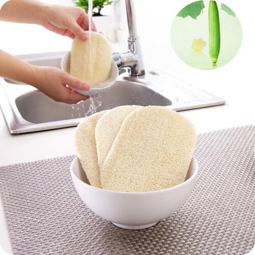 Household Merchandises Natural Kitchen Anti-oil Kitchen Loofah Sponge Scrubber Dish Bowl Cleaning Brush