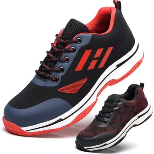 AC12002 Breathable Work Safety Shoes Men Military Boots Steel Toe Shoes Sneakers Men Sports Safety Shoes Air-permeable Smash