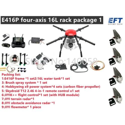 EFT E416S new upgrade E416P 16L 16KG agricultural spraying drone frame four-axis brushless spraying X9 kit Jiyi K + + T12