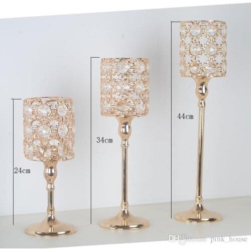 Crystal Metal Candle Tealight Holder Stand Candlesticks Candelabrum Wedding Party Table Centerpieces Candelabra Home Decor
