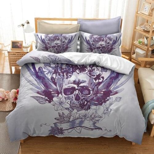 Fanaijia sugar skull Bedding Sets queen size flower skull Duvet Cover and Pillowcase Bed Set Twin King Size comforter set