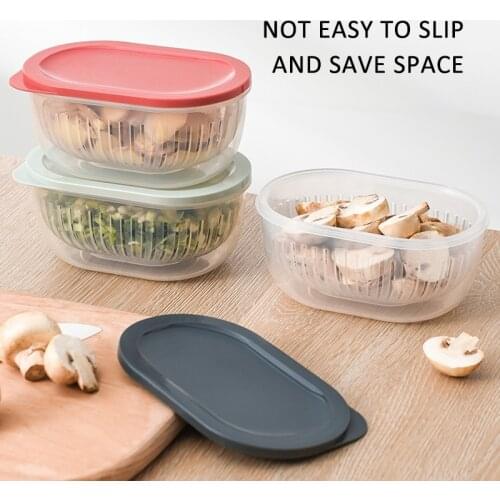 PP Storage Box Fresh-Keeping Box Refrigerator Fruit Vegetable Drain Crisper Kitchen Organizer Storage Containers With Lid Cocina