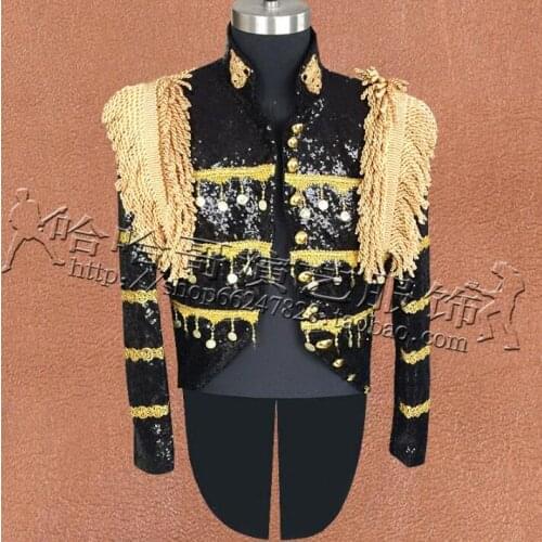 Tassel Men Tuxedo Suits Designs Masculino Homme Terno Stage Costumes Singers Jacket Men Sequins Blazer Dance Star Style Black