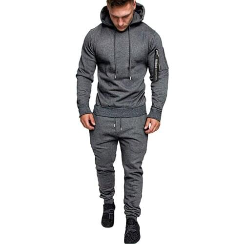 Zipper Print Sweatshirt Mens Sportswear Sets Patchwork Men Spring Casual Hooded Sweatshirt Hoodies 2pc+pants Jogging Suit