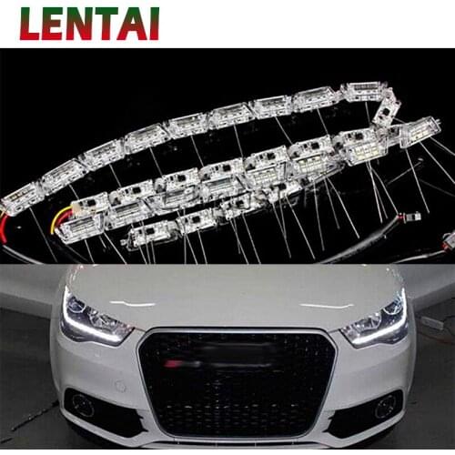 LENTAI For Lada granta vesta Skoda octavia a7 a5 Cadillac 1Set Cool Car LED Strip Lamp DRL lights 12V White+Yellow turn signal