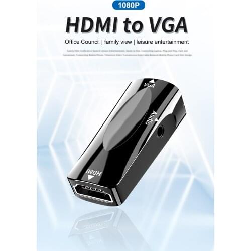 Mini hdmi-fêmea compatível para vga fêmea adaptador1080p fhd áudio vídeo hd2vga conversor para computador portátil hdtv projetor