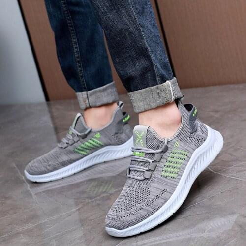 Mens shoes spring/summer 2021 new mesh breathable sports shoes mens soft-soled lace-up fashion casual large size running shoes