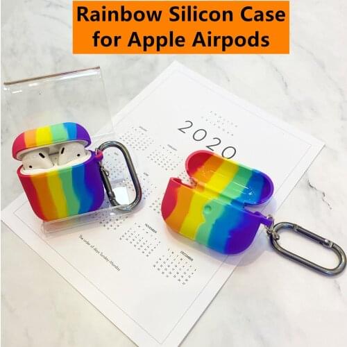 Rainbow Soft Silicon Case for Apple Airpods Pro TPU Earphone Cases for airpods 1/2 Protective Cover Box Fashion Cute