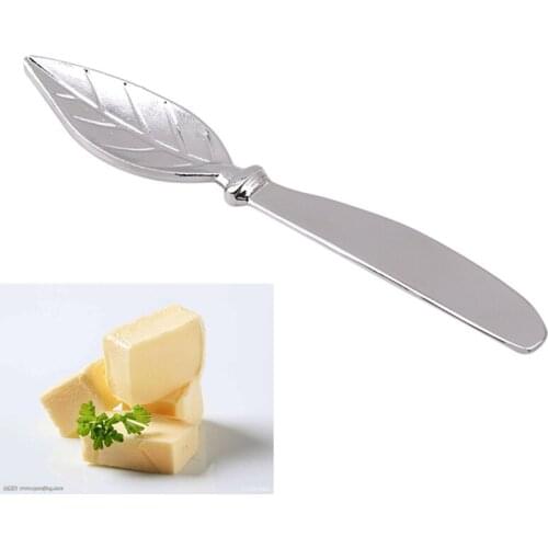 Leaf Shape Butter Knife Bread Handle Butter Tool Silver Cheese Dessert Jam Spreader Breakfast Tool Gift Drop Shipping