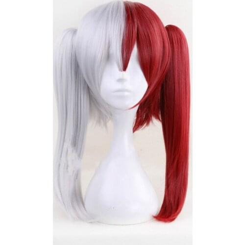 My Hero Academia My Boku no Hero Academia Todoroki Shoto Anime Cosplay Wig Red White Ponytail Wig