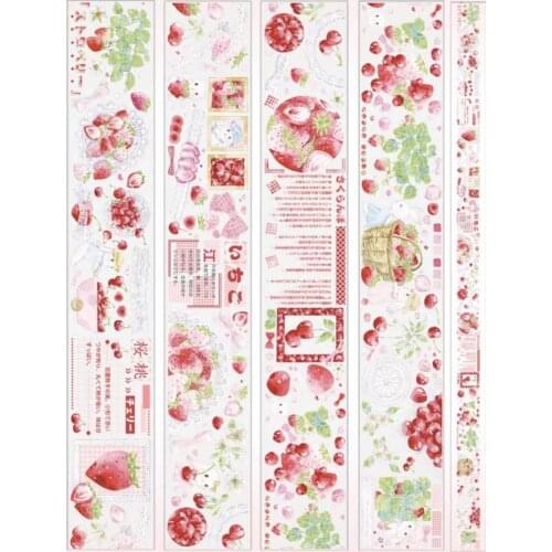 Lovely Strawberry and Cherry Clear PET Tape for Card Making Bullet Journal DIY Scrapbooking Label Sticker
