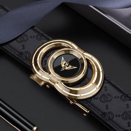 Luxury brand new automatic buckle leather belt casual fashion middle-aged leather belt