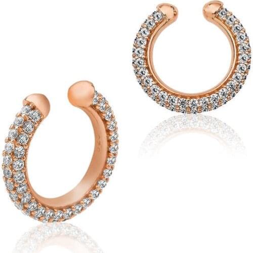 Silver Rose Cubic Zirconia Hoop Cartilage Earrings