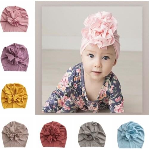 New Designed Cute Kid Flower Caps Cotton Soft Turban Knot Girl Baby Flower Kids Cap Photography Props Accessories Holiday Gifts