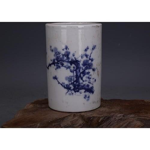 Old blue and white water bottle, Cold plum map