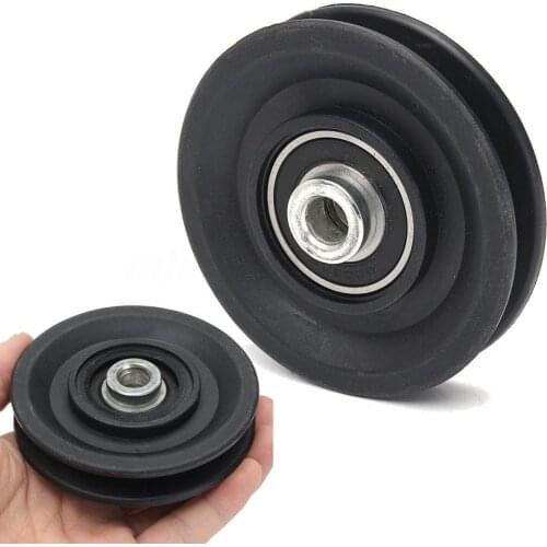 90mm Universal 3.5Inch Nylon Bearing Fitness Pulley Wheel Cable Wearproof Gym Fitness Equipment Part Black Bearing Pulley
