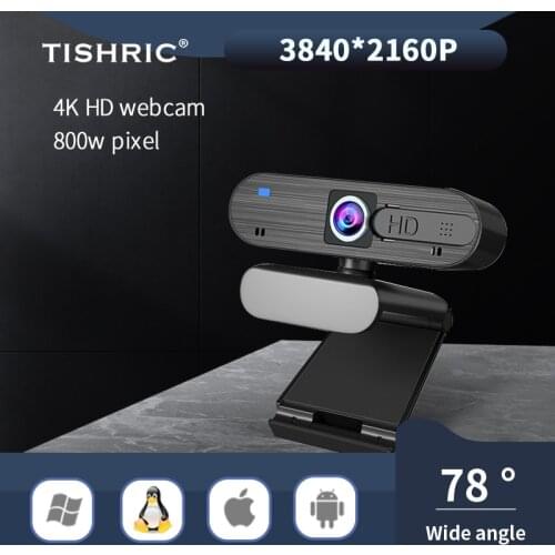 TISHRIC Webcam 4k Auto Focus Web Cam Web Camera Webcam With Microphone Webcam For PC Live Broadcast Video Calling