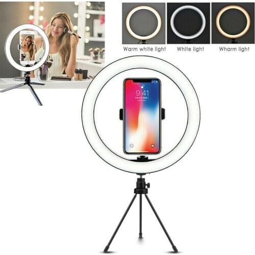 Video Light 10inch Photography LED Selfie Ring Light Dimmable USB Ring Lamp With Tripod Stand For Makeup Youtube Tik Tok