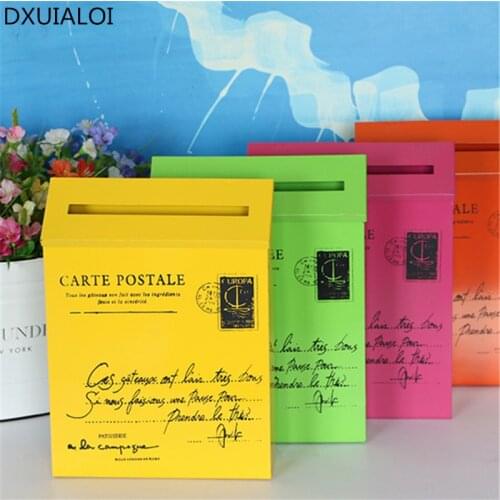 Vintage Metal mail box tin mail box Letter newspaper mailbox Home Decor waterproof post box lock box garden Oranment 8 colors