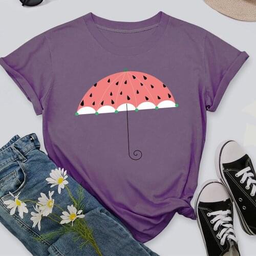 Umbrella T Shirt Summer Fashion Shirt Women Tops Base O-neckBlack Tees Girls Tshirt TX8210