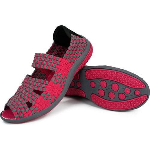 Women Sandals Handmade Woven Flats Shoes Woman 2019 Summer Fashion Breathable Casual Slip-On Colorful Female Footwear