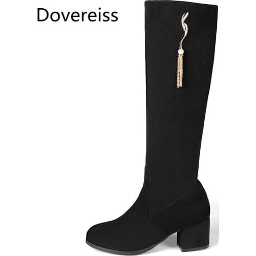 Winter For Woman New Fashion Sexy Consice Apricot Suede New Round toe Boots Block heels Chunky Heels Knee high boots 32-48