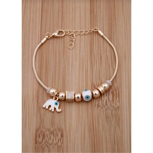 2021 fashion Women 'S Evil Eye Zircon Elephant Figured Gold Bracelet Female Gold Plated Chain Bracelet fashion jewelry stylish design