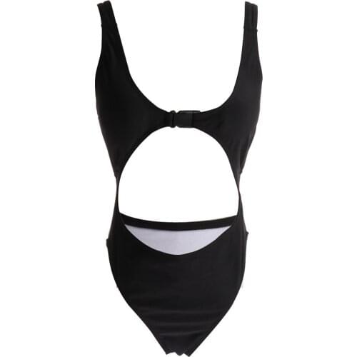 Women Strap Tie Knot Front Cutout High Cut One Piece Swimsuit for Holiday/ Beach
