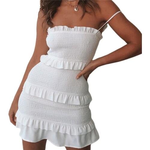 Womens Suspenders Casual Dress Solid Color Sleeveless Tight Stretch Dresses High Waist Costumes