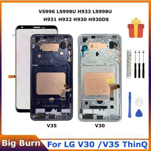Red Burn For LG V30 LCD H930 H931 H932 H933 VS996 US998 LS998U LGM-V300L V300K V300S AS998 Digitizer Panel Glass Touch Screen