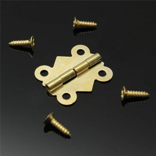 Golden dish hinge 17x20mm 20 pcs/pack 1 pack (with 40 screws) suitable for cabinet drawer jewelry box hinge furniture hardware