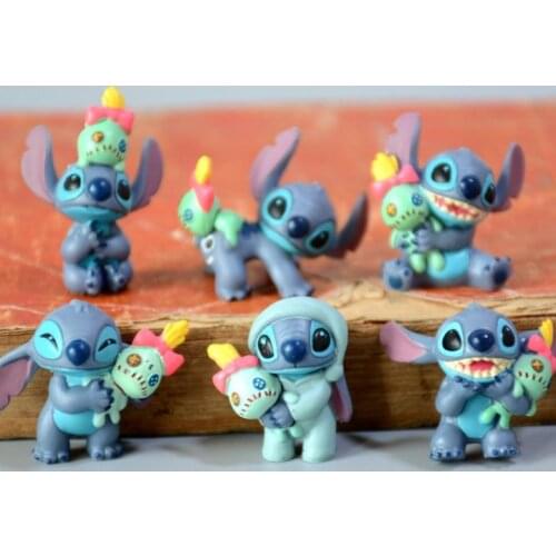 1set Stitch Cartoon Toy Doll Have 6 Different Dolls Give Away Boyfriend Anime Doll Necklace Pendant Birthday Gift Christmas Gift