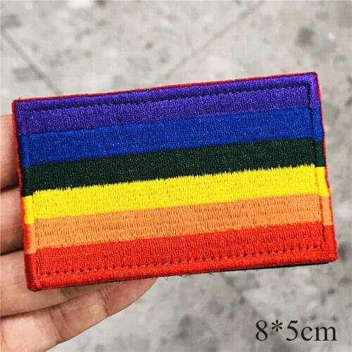 1Pcs Rainbow Flag Badge Patch Peace LGBT Hook & Loop Sewing Fabric Lesbian Military Tactical Embroidery Applique DIY Patchwork