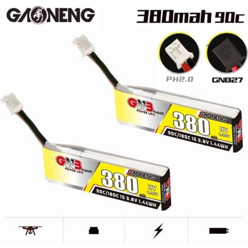 2PCS/Set 1S HV GNB GAONENG LiPo Battery 380mah 3.8V 90C/180C With Ph2.0/GNB27 Plug For Tinyhawk Nanohawk FPV 4 axis UAV RC Drone